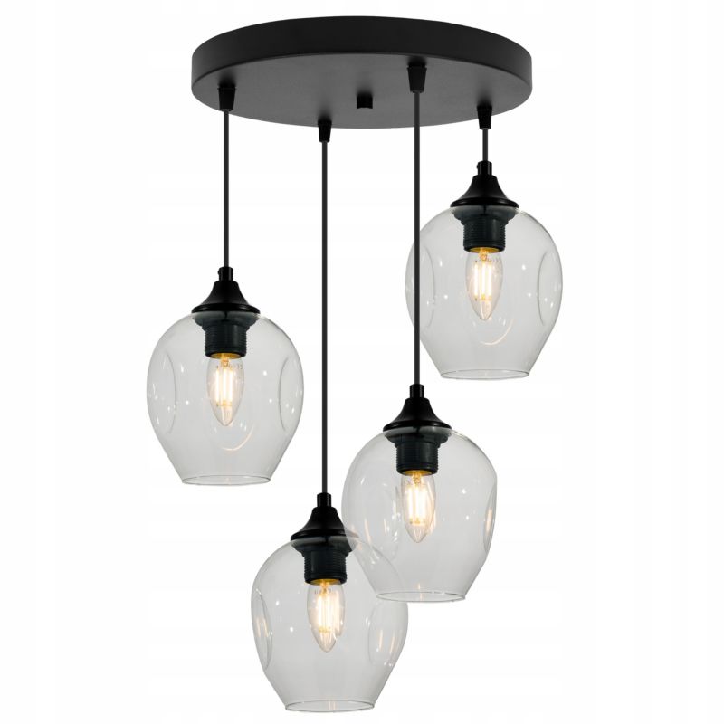 Lampa sufitowa wisząca Light Home LH Praga 4x E27 60W okrągła bezbarwna 1szt.