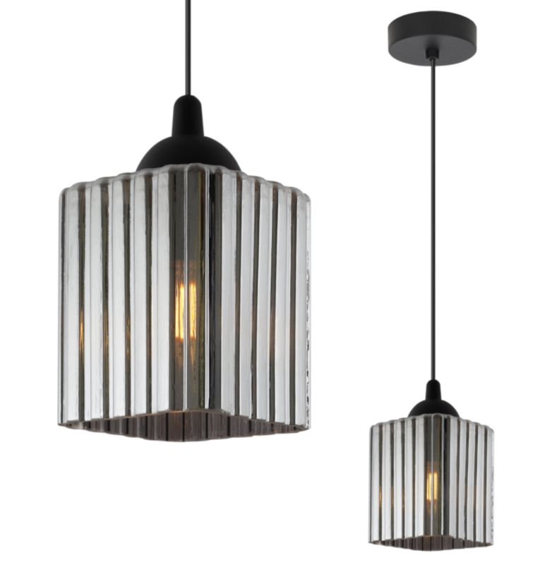Lampa sufitowa wisząca Light Home LH Riffle sześcian 1x E27 60W czarny/grafitowy 1szt