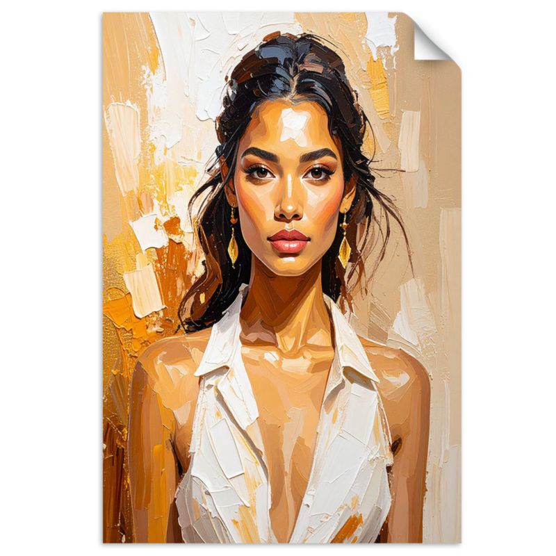 Naklejki samoprzylepne do salonu sypialni Feeby Portret Kobiety Glamour w beżu 90x130cm 1szt
