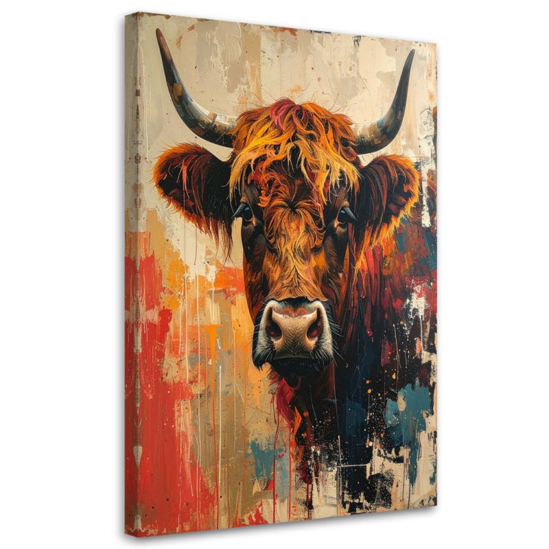 Obraz do salonu sypialni kuchni biura loftu Feeby Szkocka krowa 60x90cm 1szt