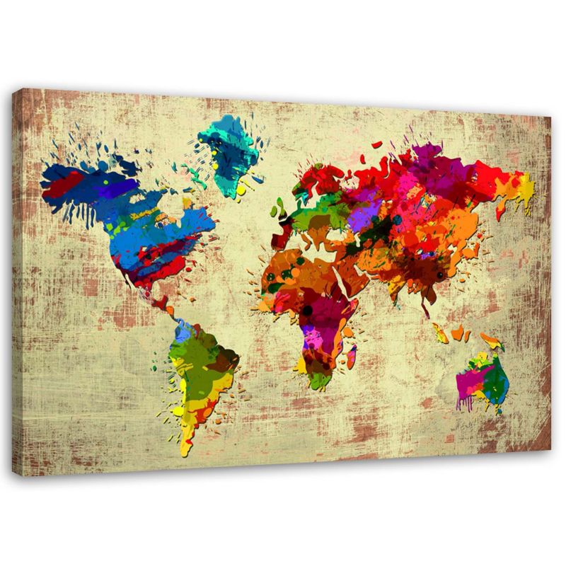 Obraz Feeby Mapa świata z kolorów 120x80cm 1szt