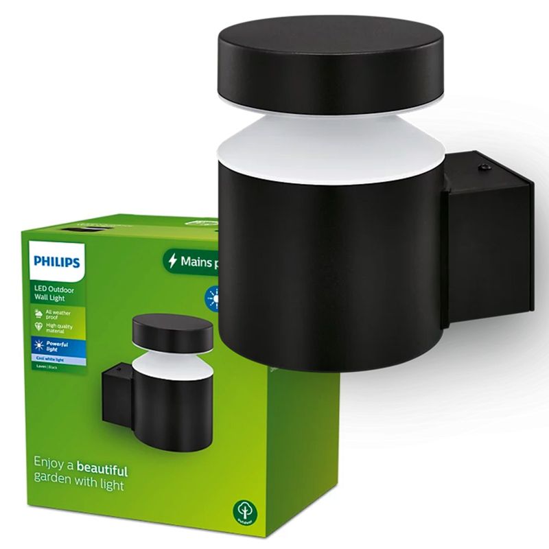 Kinkiet Ogrodowy Laven Philips Lampa Elewacyjna Zewnętrzna LED 6W 750lm 4000K Czarna 1 szt.
