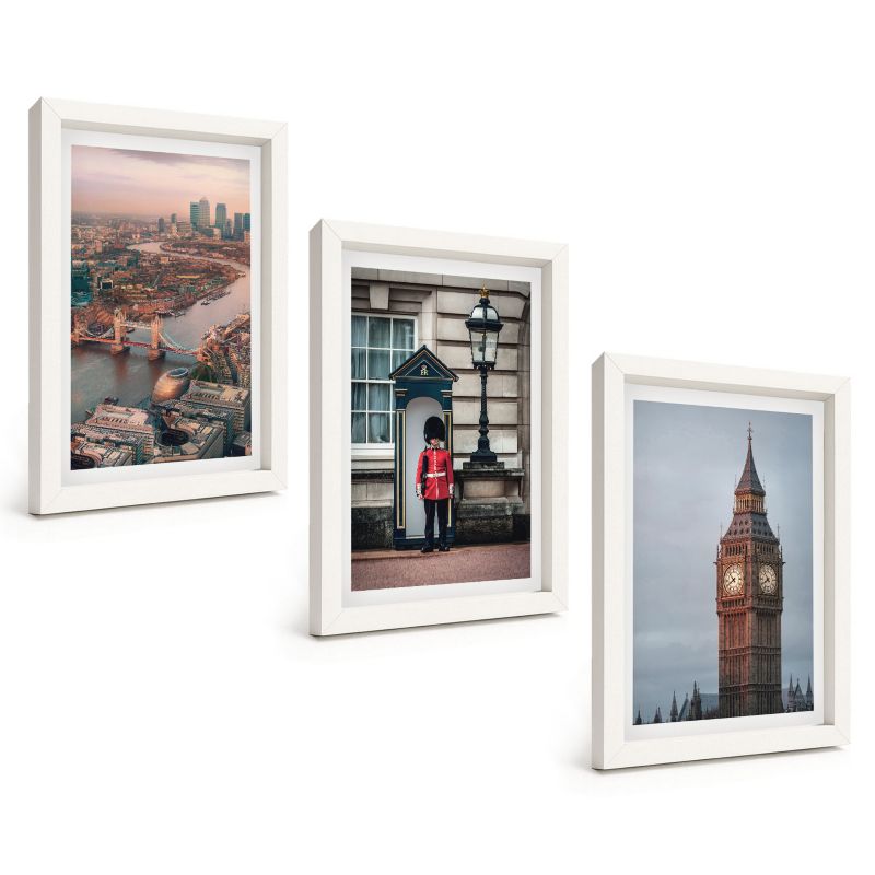 Galeria 3 Obrazów w Białej Ramie ArtPrintCave 20x30 cm Komplet ścienny Londyn most strażnik Big Ben 1 kpl.
