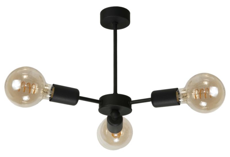 Lampa sufitowa EDYLIT czarna odkryte żarówki loft industrial 3xE27 BERENTA 13-122 1 szt.