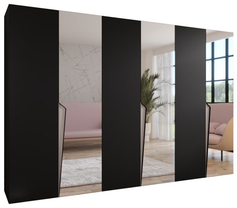 Szafa uchylna z lustrem z lustrem otwierana Abiks PIANO 2 300 (3x100) wys 202 cm Czarny + Kaszmir 1 szt