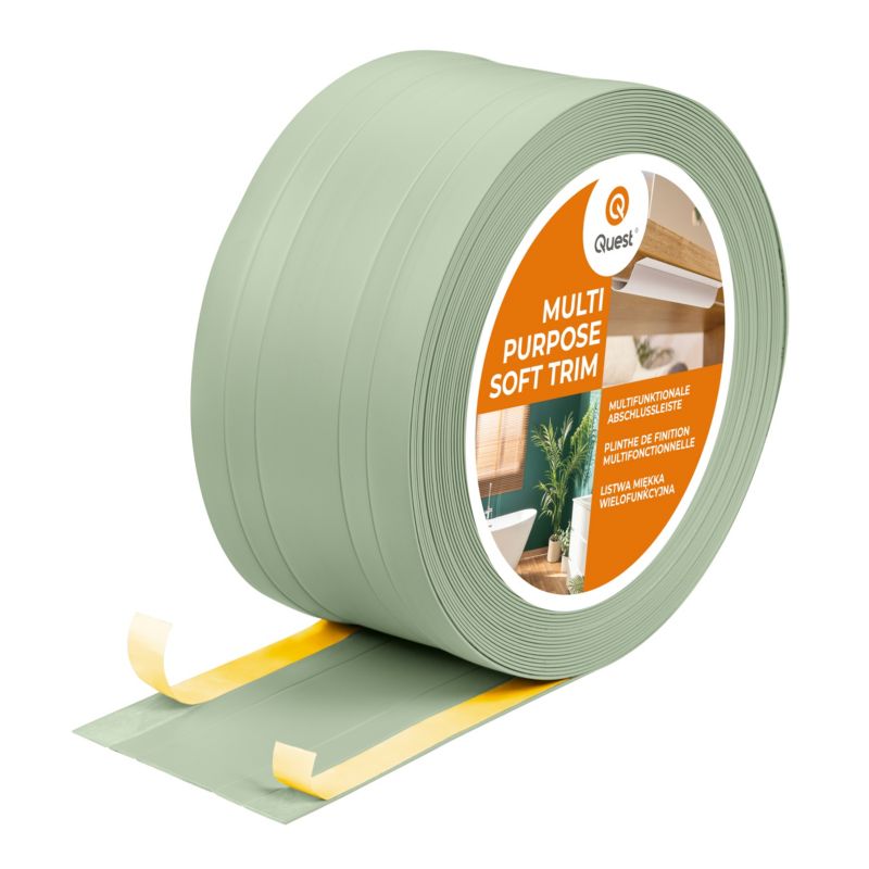 Listwa wykończeniowa samoprzylepna 2w1 PCV 110mm QUEST, maskująca elastyczna listwa podłogowa - jasnozielony, 25 m, 1 szt.