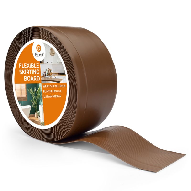 Listwa przypodłogowa PCV 100x25mm QUEST, elastyczna, miękka listwa cokołowa - 5 m, brąz, 1 szt.