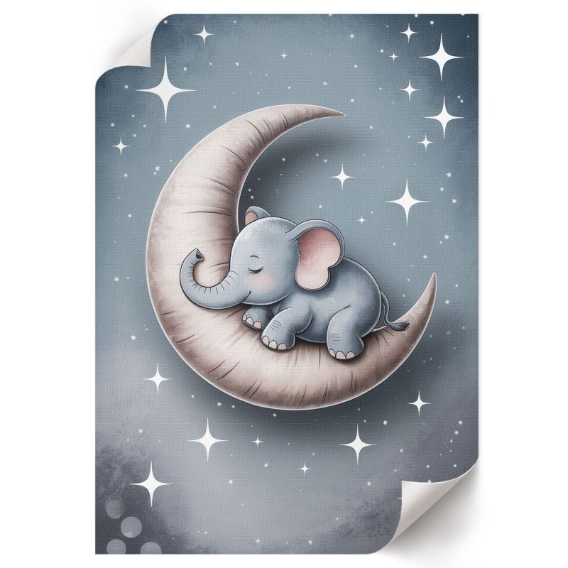 Plakat Dekoracyjny ArtPrintCave 21x29,7 cm Słoń i księżyc For Children 1 szt.