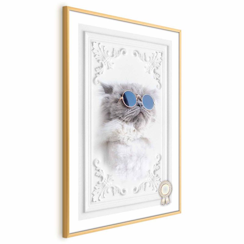 Plakat Artgeist Kot w okularach 40x60 cm z ramą złotą 1 szt