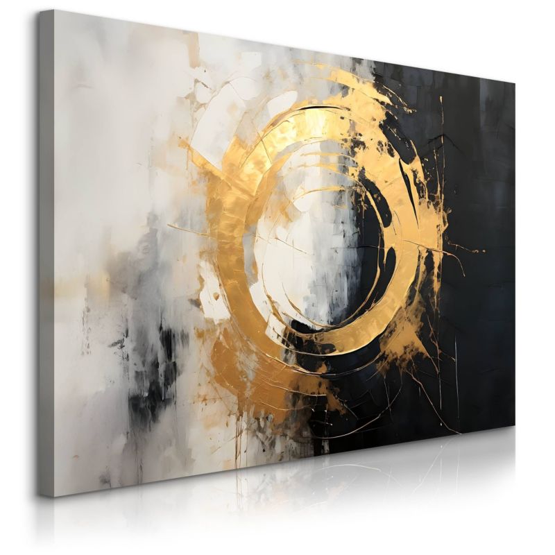 Obraz Muralo Do Salonu Sypialni Abstrakcja Okrąg Elementy Złota Beton 100x70 cm 1 szt.