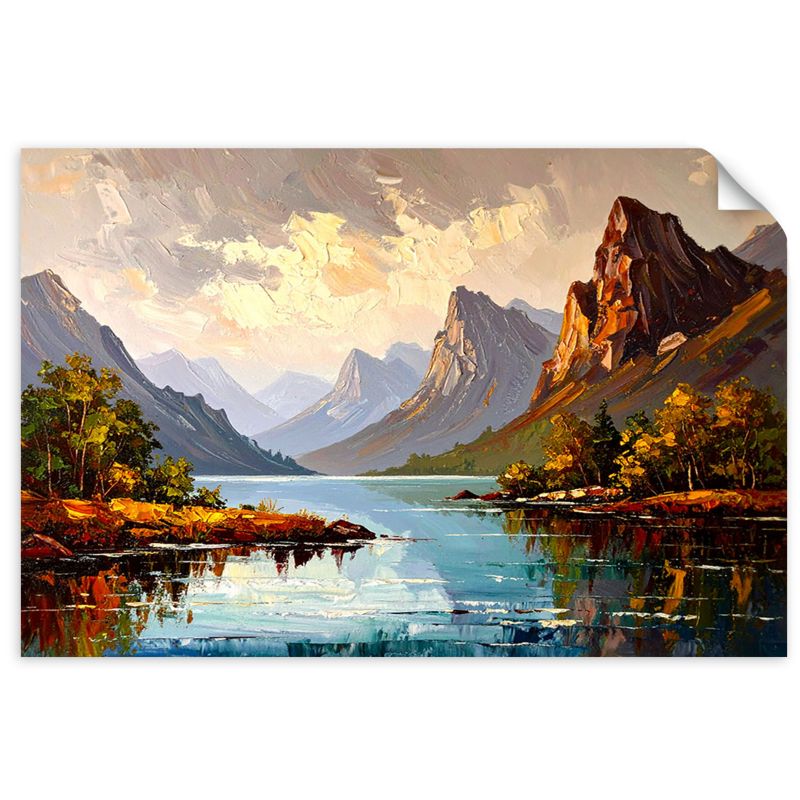 Naklejka na ścianę do salonu sypialni Feeby Rzeka Drzewa Krajobraz górski 30x20cm 1szt