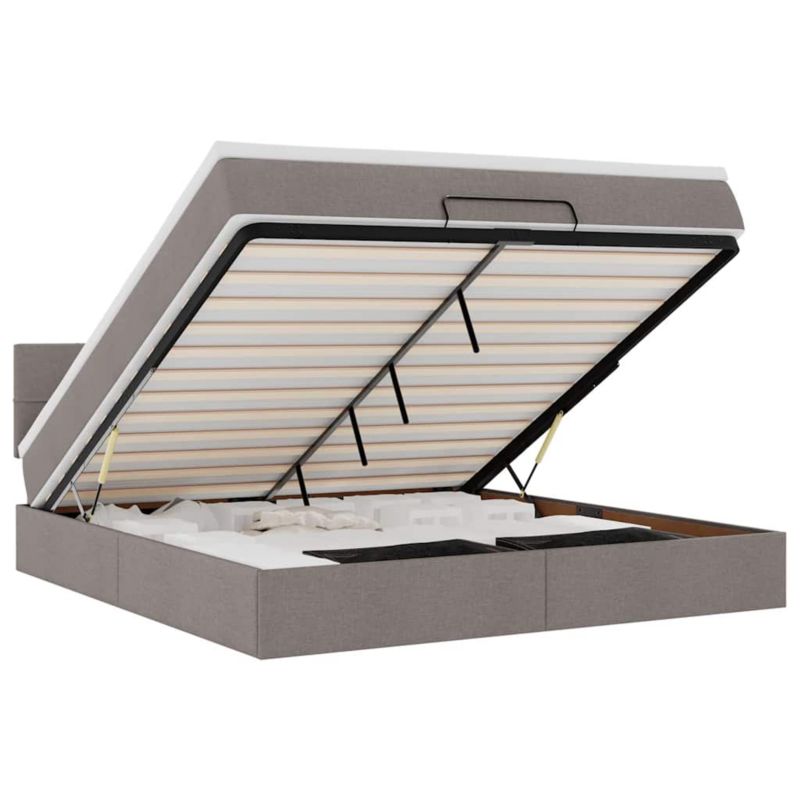 Łóżko otomana WaszeMeble z materacem 180x200 cm Taupe tkanina z LED ze schowkiem WM-3312330 1 szt.
