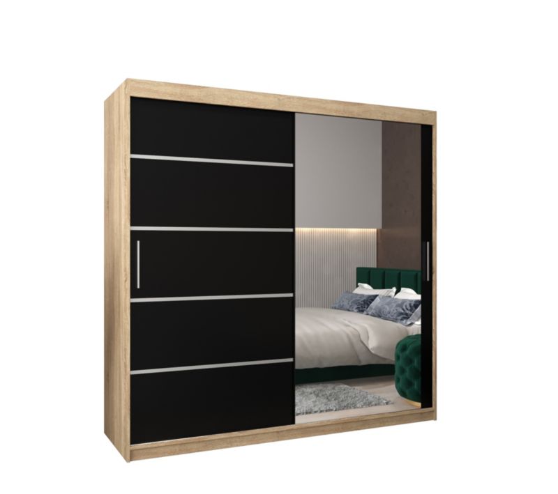 Szafa przesuwna Garderoba Abiks Verona 2 200 sonoma + czarny 1 szt.