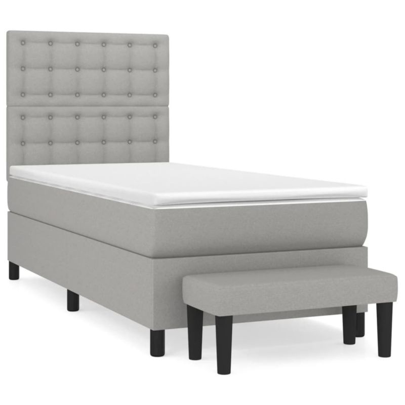 Łóżko kontynentalne WaszeMeble 90x190 cm jasnoszare WM-3136877 1 szt.
