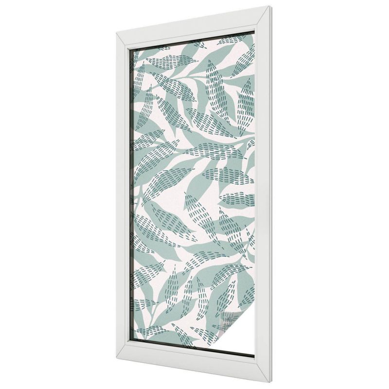 Folia Mleczna na Okno Wallfluent 50x116 cm Skutecznie Chroni Prywatność Zielone liście nowoczesny wzór natury 1 rol.