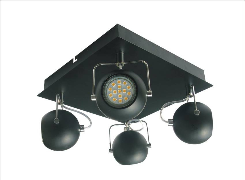 Czarna lampa sufitowa plafon do salonu TONY 4-punktowa metal