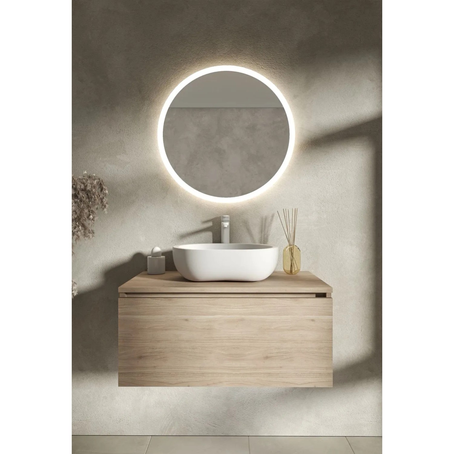 Lustro LED Galaxy Czarne z włącznikiem automatycznym 70cm