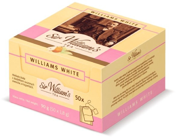 Herbata biała smakowa w kopertach Sir William's Tea Williams White, gruszka, 50 sztuk x 1.8g