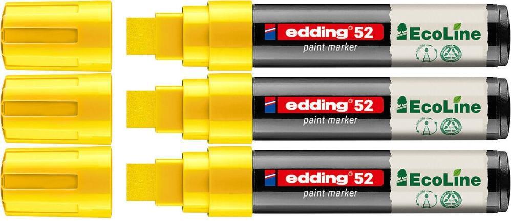 3x Marker olejowy edding 52 EcoLine, ścięta, 4-15mm, żółty