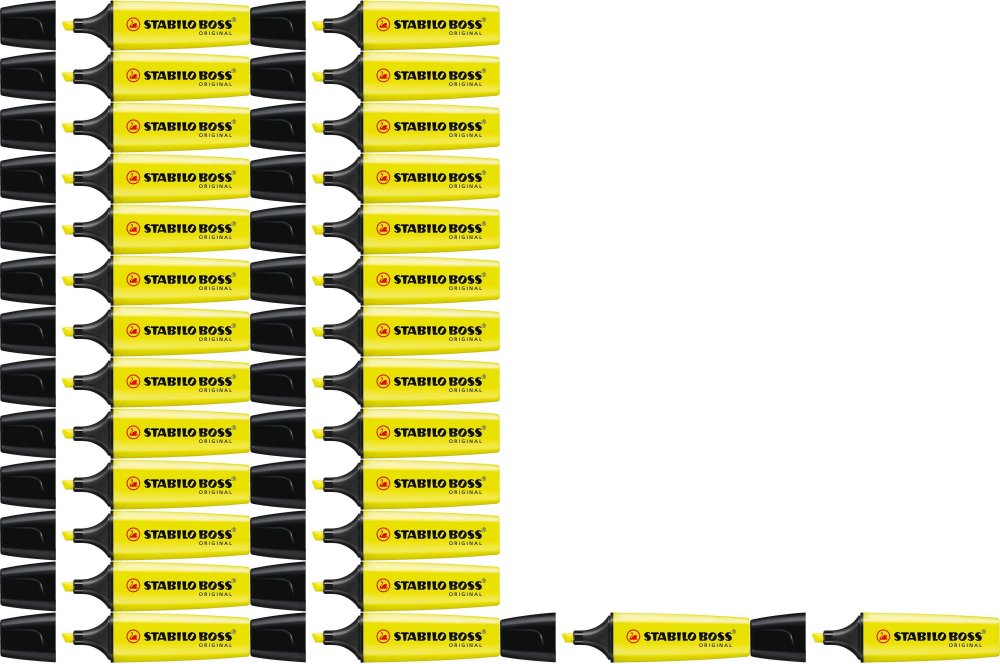 30x Zakreślacz Stabilo, Boss Original 70/24, ścięta, żółty