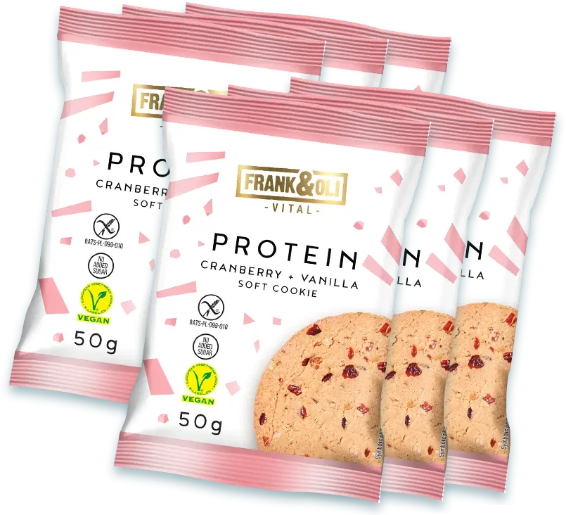 6x Miękkie ciasteczko Frank&Oli Protein Cranberry Vanilla, żurawina&wanilia, 50g