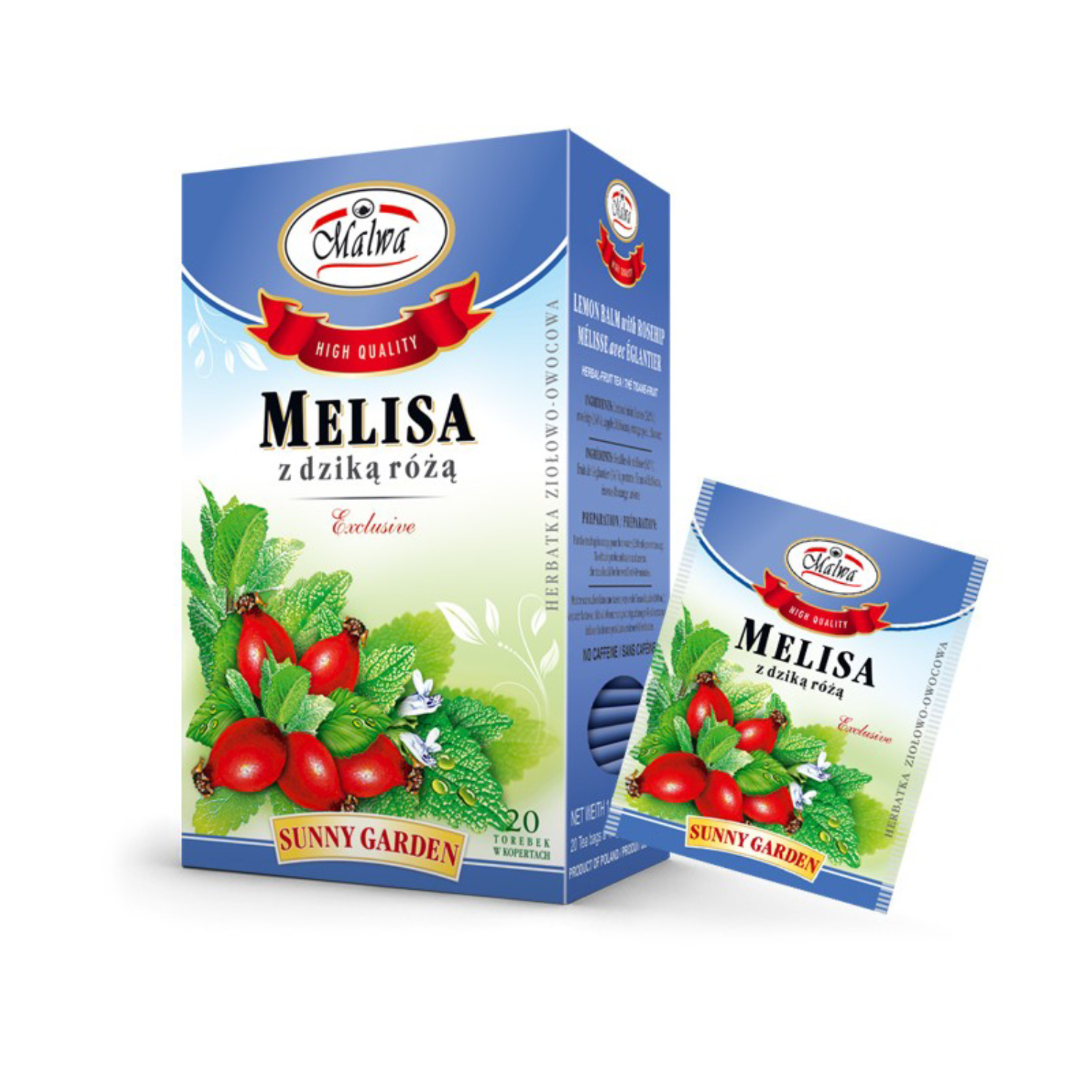 Malwa - herbatka ziołowo-owocowa, melisa z dziką różą, 20 saszetek