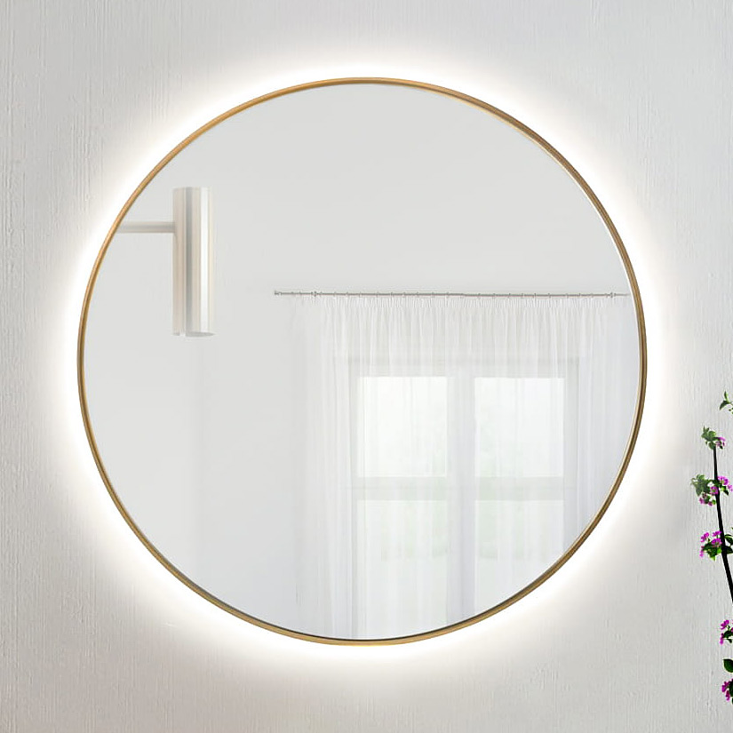 Baltica Design Tiny Border Bright lustro 70x70 cm złote barwa ciepła z włącznikiem bezdotykowym i matą grzewczą