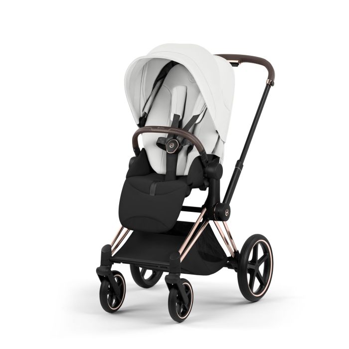 Cybex Priam 5.0 Style - wózek spacerowy-Off White-Rosegold (with brown leather)