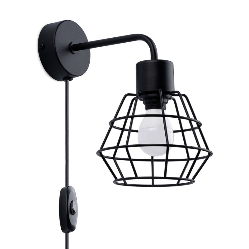 Kinkiet z włącznikiem Pure Lume MORENO czarny 1xE14x10W IP20 wym:16,5x23x15cm - 1 szt.