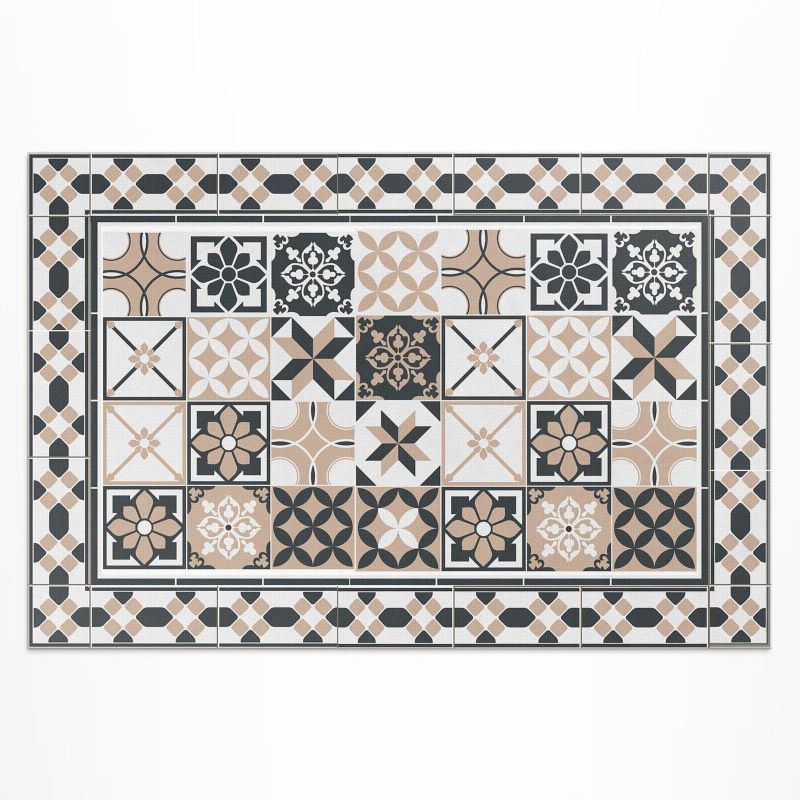 Winylowy Chodnik Zewnętrzny Wallfluent 140x210 cm Trójkolorowa geometria dekoracyjne kafelki 1 szt.