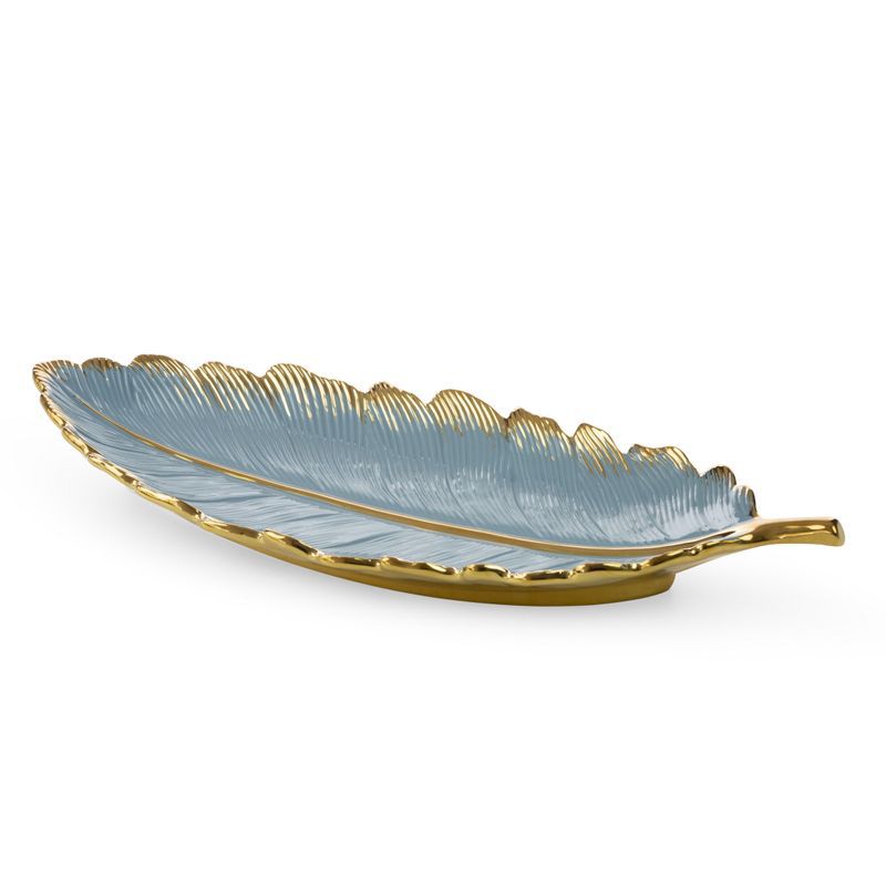 Patera ceramiczna Eurofirany 53 x 23 x 7 cm niebieska złota 1 szt.