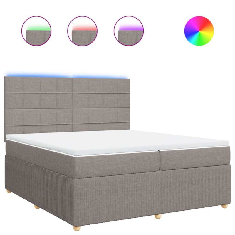 Łóżko z materacem WaszeMeble 200x200 cm Taupe tkanina z LED WM-3294467 1 szt.