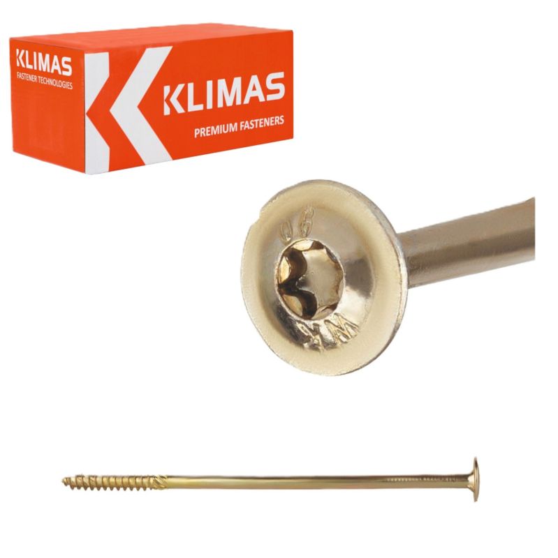 Wkręty ciesielskie Klimas WKCP 10x380 mm do drewna z łbem talerzowym 25szt