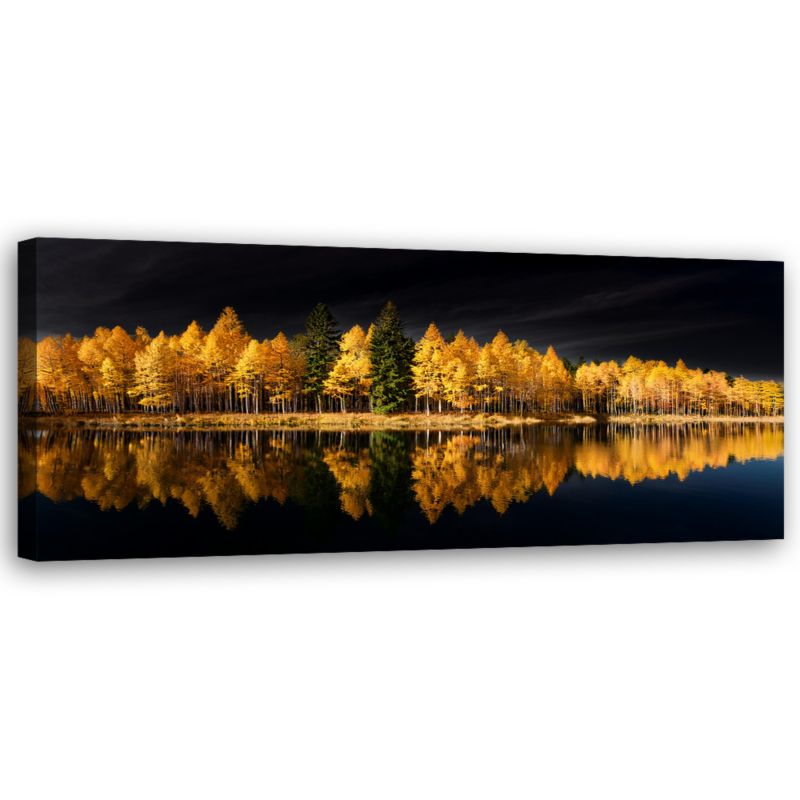 Obraz do salonu sypialni Feeby Pejzaż Las Natura Złoty 150x50 cm 1 szt