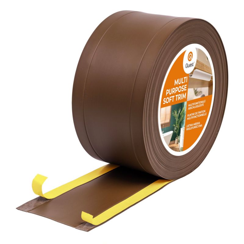 Listwa wykończeniowa samoprzylepna 6w1 PCV 120mm QUEST, maskująca elastyczna listwa podłogowa - 10 m, brąz, 1 szt.