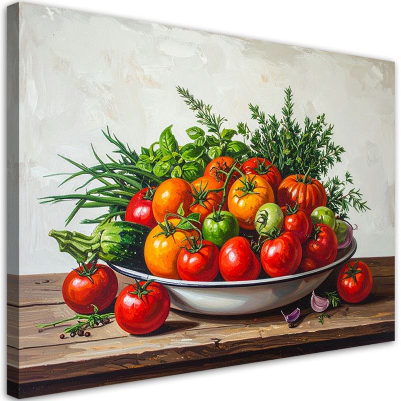 Obraz do kuchni jadalni restauracji Feeby Martwa natura pomidory i zioła 60x40cm 1szt