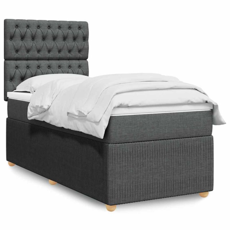 Łóżko z materacem WaszeMeble 100x200 cm Ciemnoszary tkanina z LED WM-3294275 1 szt.
