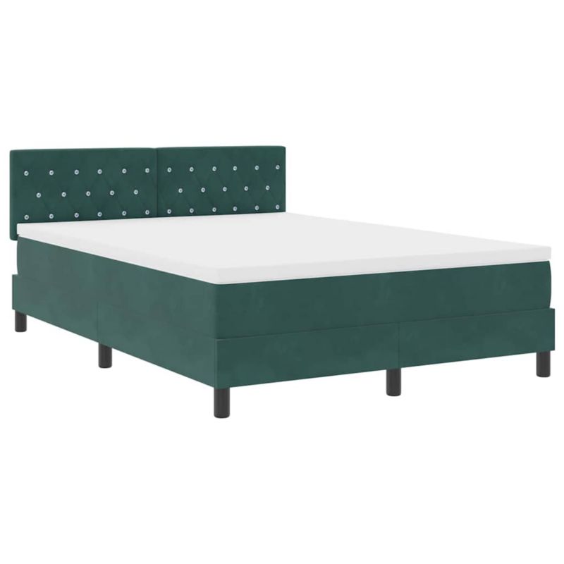 Łóżko z materacem WaszeMeble 135x190 cm Ciemna zieleń aksamit z LED WM-3342587 1 szt.