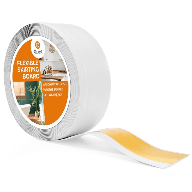 Listwa przypodłogowa PCV 70x20 mm QUEST, samoprzylepna elastyczna, miękka listwa cokołowa - 20 m, biały, 1 szt.