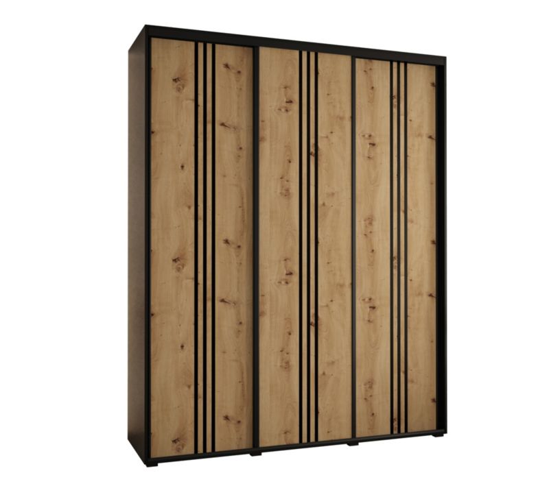 Szafa przesuwna Abiks DAVOS 6 wysoka szer.200cm gł.60cm czarny/artisan/czarny 1szt.
