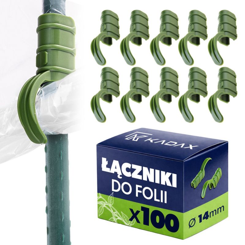 Łącznik KADAX do mocowania folii 14 mm zielony 100 szt.
