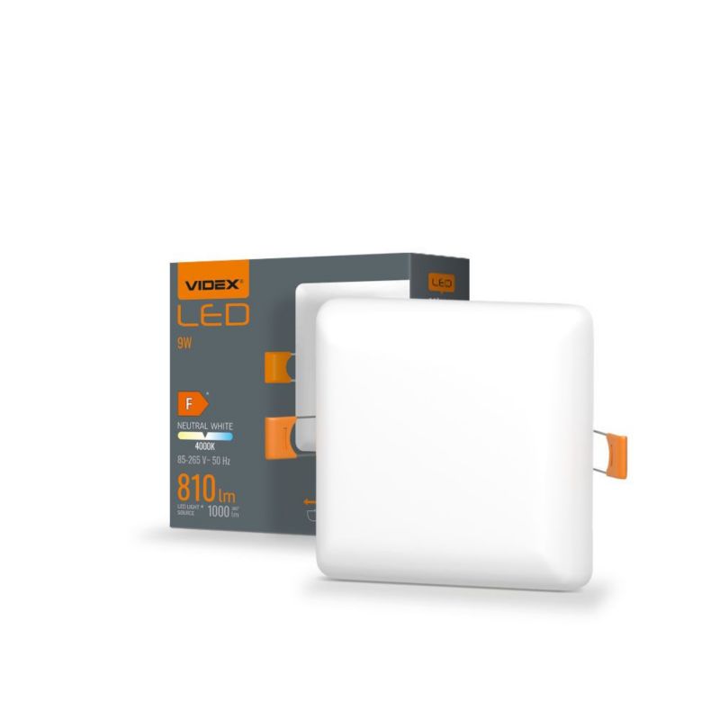 Oprawa sufitowa wpuszczana Videx Downlight łazienkowa biała LED 9W 4000K 1000lm IP54 wym: 9,1 x 9,1 x 2 cm kwadratowa - 1 szt.