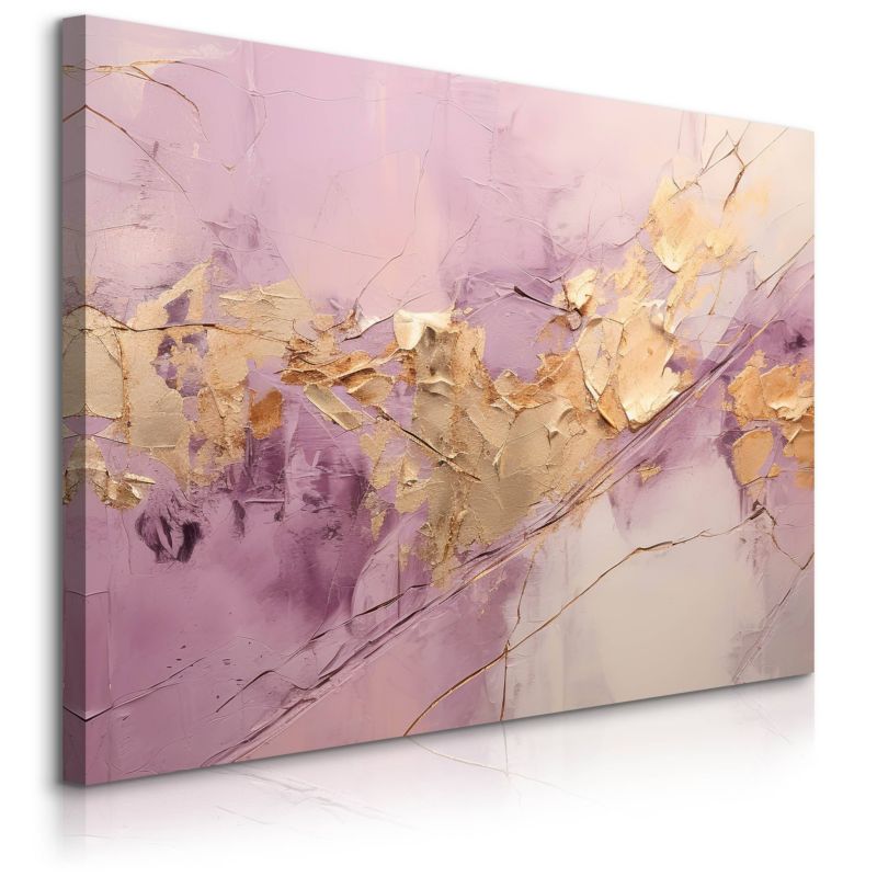 Obraz Muralo Do Sypialni Fioletowa Abstrakcja Elementy Złota Glamour 40x30 cm 1 szt.