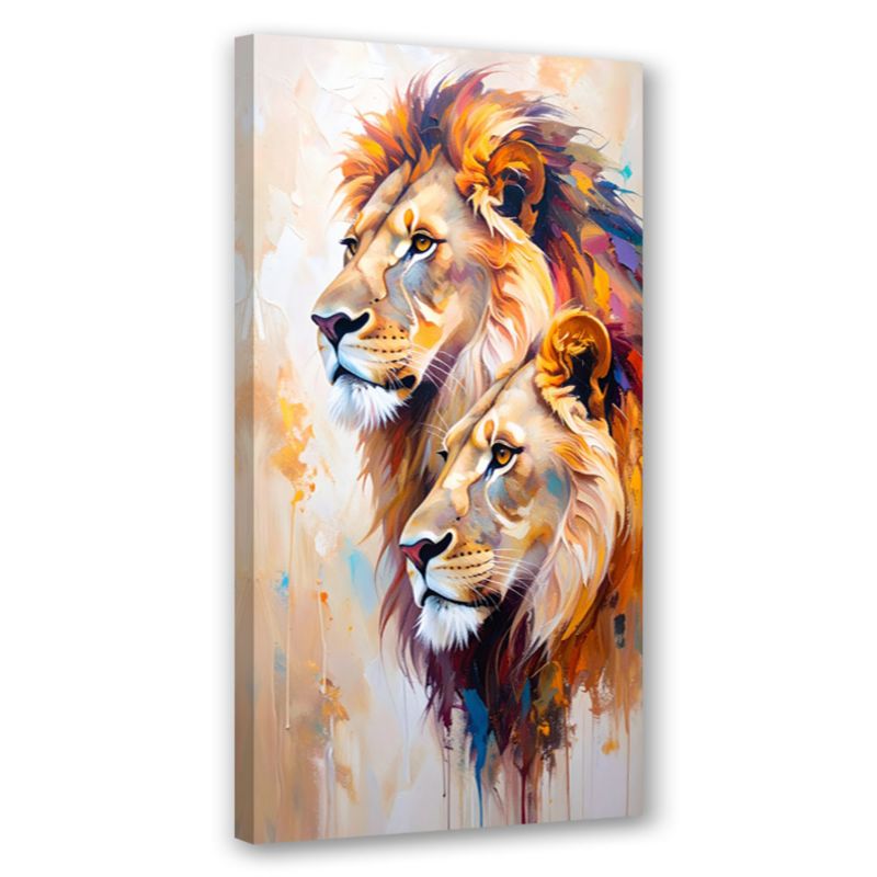 Obraz canvas do salonu biura Feeby Lwy Para Zwierzęta Malowany 60x120cm 1szt