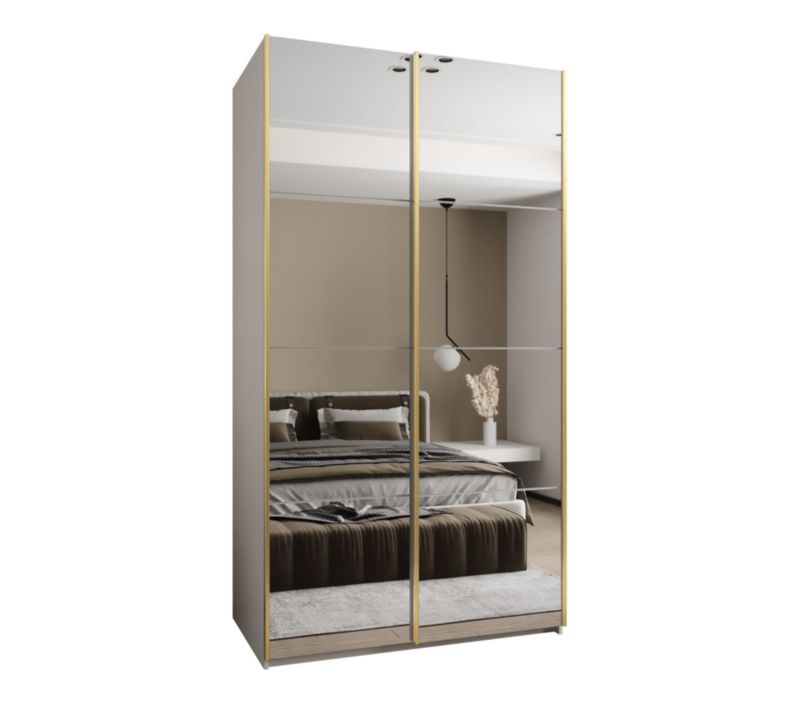 Szafa przesuwna Abiks LUX 2 wysoka szer.140cm biały/biały/złoty 1szt.