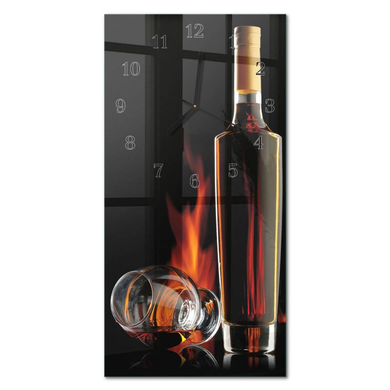 Zegar Ścienny Do Salonu Tulup 30x60 cm z Czarnymi Wskazówkami Alkohol 1 szt.
