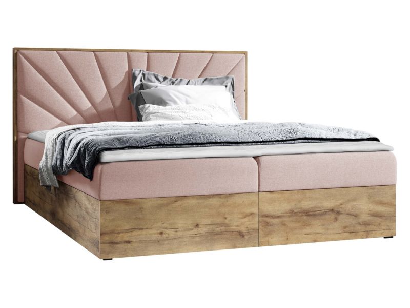 Łóżko kontynentalne MIRJAN 24 Wood 7 120x200 dąb lancelo/różowy 1 szt.