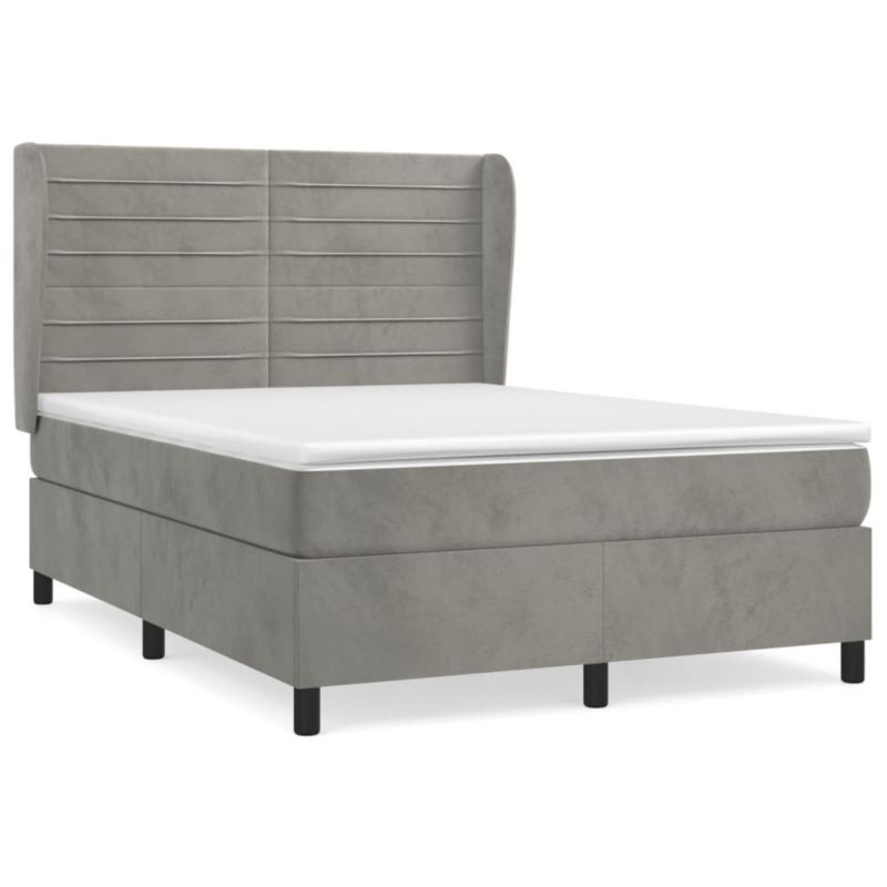 Łóżko kontynentalne WaszeMeble 140x190 cm jasnoszare WM-3129267 1 szt.