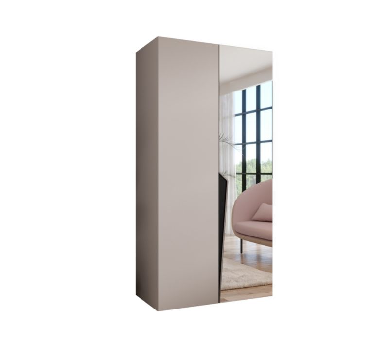 Szafa uchylna z lustrem z lustrem otwierana Abiks PIANO 2 100 wys 202 cm Kaszmir + Czarny 1 szt