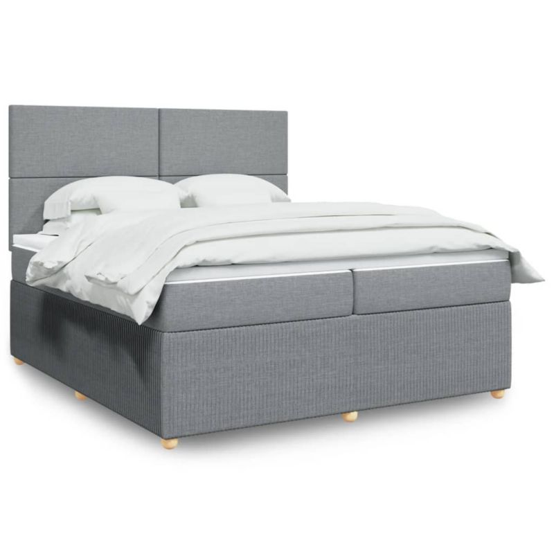 Łóżko kontynentalne WaszeMeble 200x200 cm jasnoszare WM-3292156 1 szt.